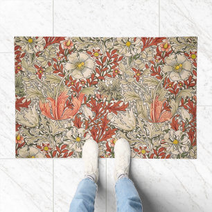 William Morris Spring Compton Flower Vintage Red Doormat