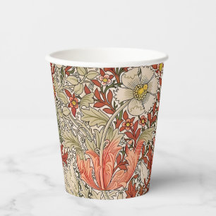 William Morris Spring Compton Flower Vintage Red Paper Cups