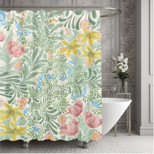 William Morris Spring Flowers, Vintage Floral Shower Curtain