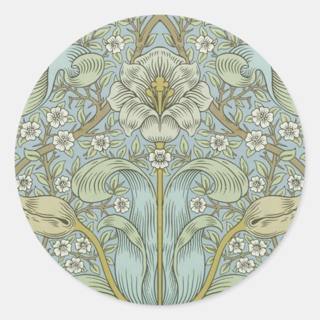 William Morris Spring Thicket: Antique Floral Classic Round Sticker (Front)