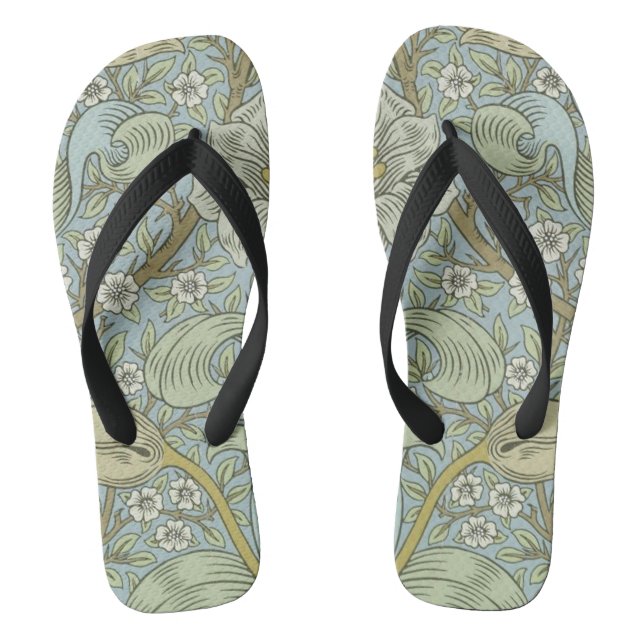 William Morris Spring Thicket: Antique Floral Flip Flops (Footbed)
