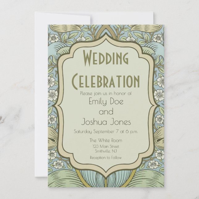 William Morris Spring Thicket: Antique Floral Invitation (Front)