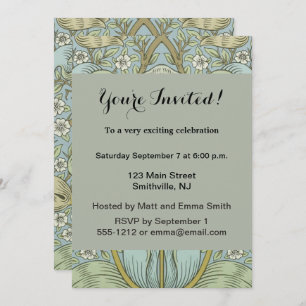 William Morris Spring Thicket: Antique Floral Invitation
