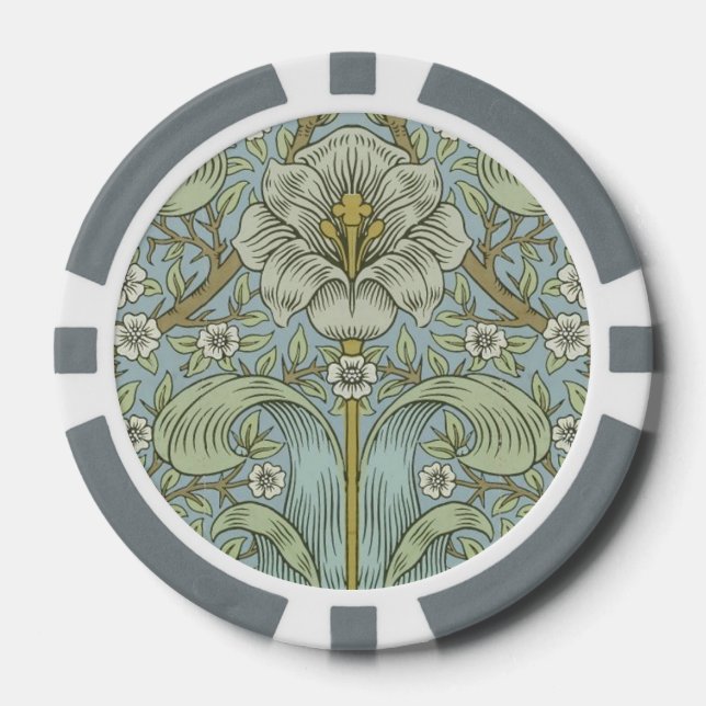 William Morris Spring Thicket: Antique Floral Poker Chips (Front)