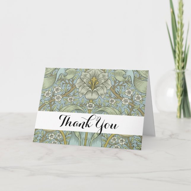 William Morris Spring Thicket: Antique Floral Thank You Card (Front)
