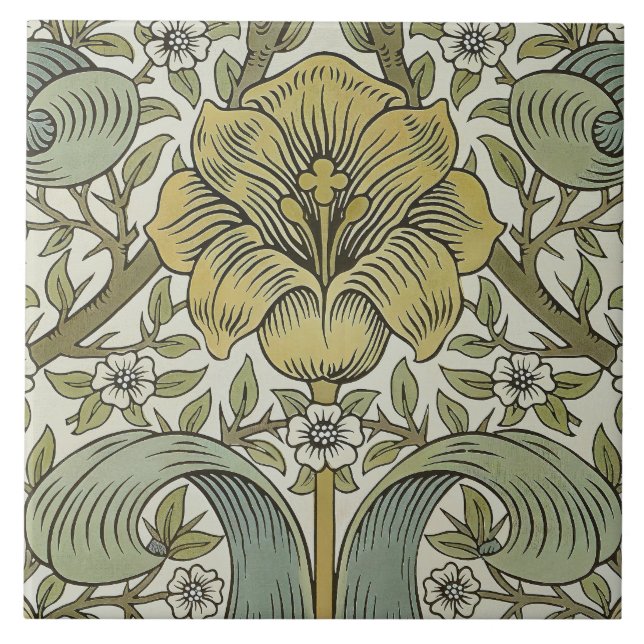 William Morris Spring Thicket Classic Pattern Ceramic Tile (Front)