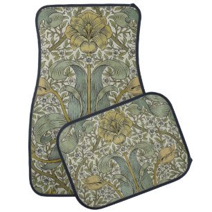 William Morris Spring Thicket Yellow Floral Art Car Floor Mat