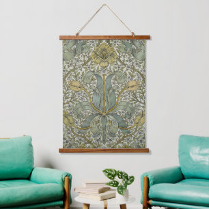 William Morris Spring Thicket Yellow Floral Art Hanging Tapestry