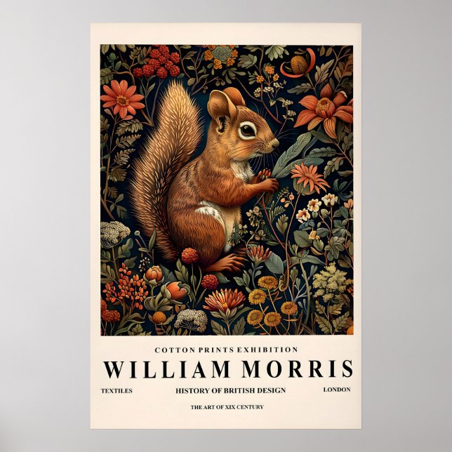 William Morris Squirrel Print Botanical (Front)