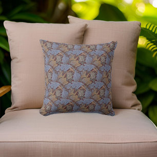 William * Morris St James Blue Brown Peach Throw Pillow
