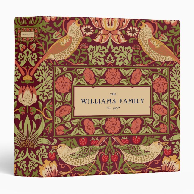 William Morris Strawberry Thief 3 Ring Binder (Front/Spine)