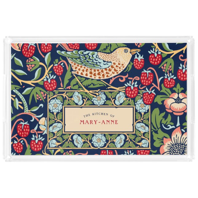 William Morris Strawberry Thief Acrylic Tray (Front)