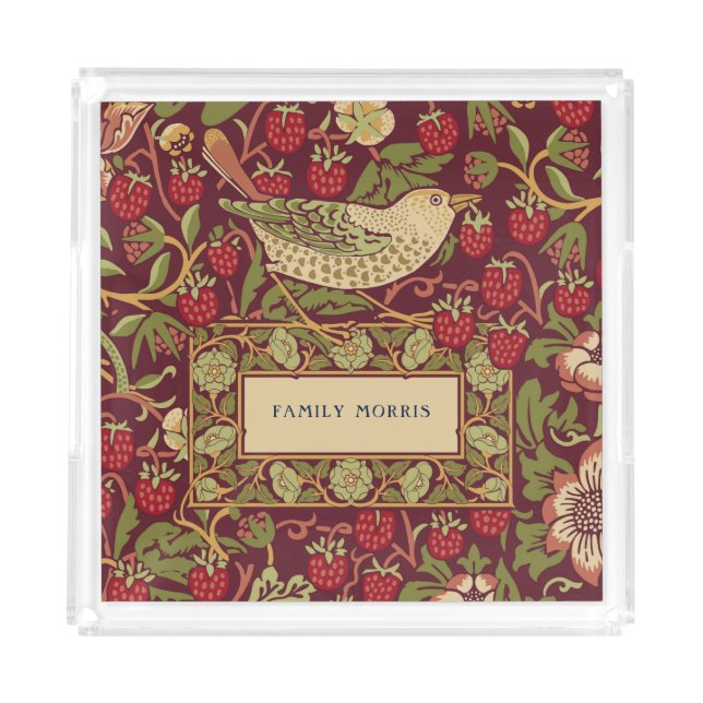 William Morris Strawberry Thief Acrylic Tray (Front)