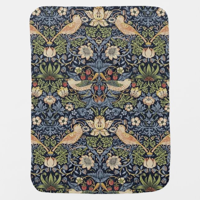 William Morris Strawberry Thief Baby Blanket (Front)