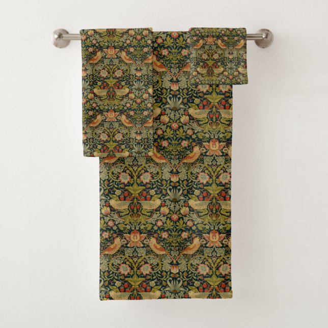 William Morris: Strawberry Thief Bath Towel Set (Insitu)