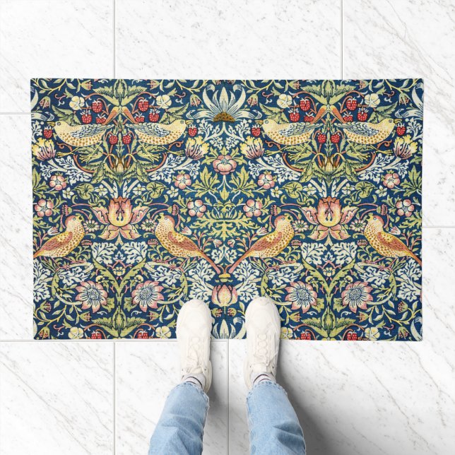 William Morris Strawberry Thief Bird Floral Doormat (Indoor)