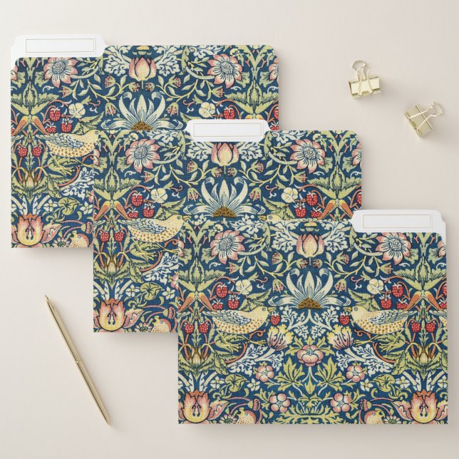 William Morris Strawberry Thief Bird Floral File Folder (Set)