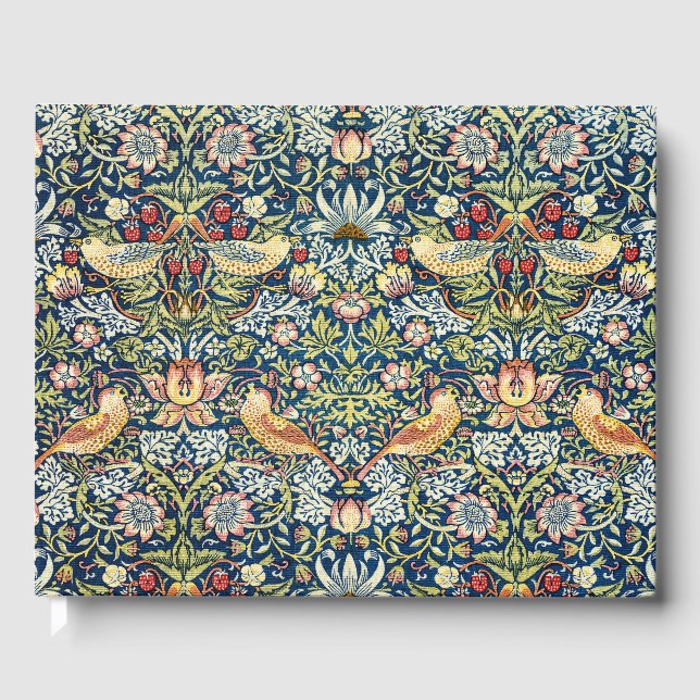 William Morris Strawberry Thief Bird Floral Guest Book (Front)