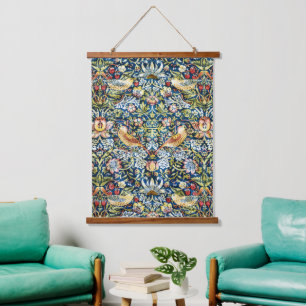 William Morris Strawberry Thief Bird Floral Hanging Tapestry
