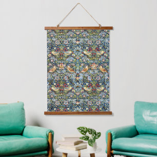 William Morris Strawberry Thief Bird Floral Hanging Tapestry
