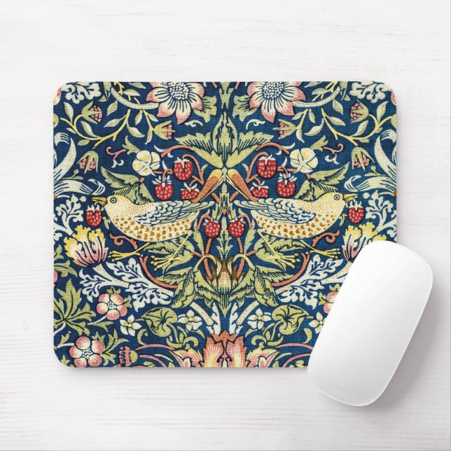 William Morris Strawberry Thief Bird Floral Mouse Pad (With Mouse)