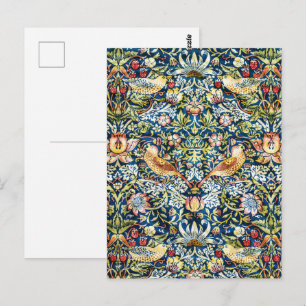 William Morris Strawberry Thief Bird Floral Postcard