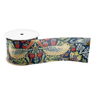 William Morris Strawberry Thief Bird Floral Satin Ribbon