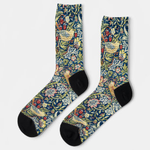 William Morris Strawberry Thief Bird Floral Socks