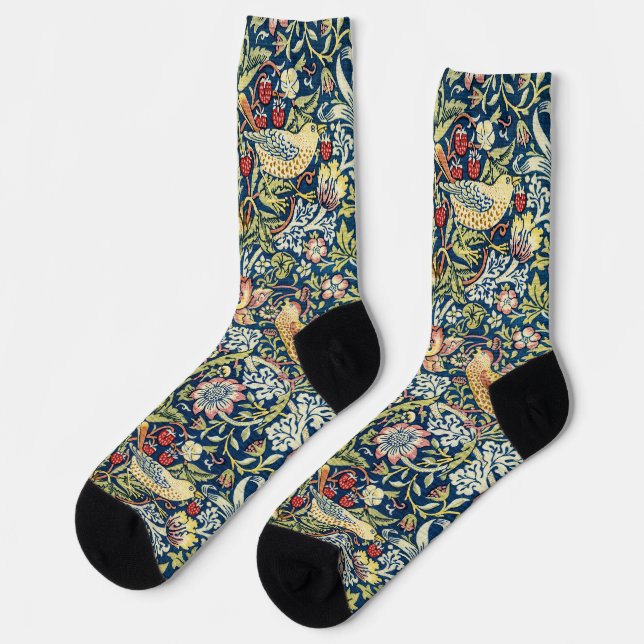 William Morris Strawberry Thief Bird Floral Socks (Left)