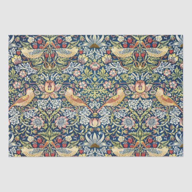 William Morris Strawberry Thief Bird Floral Tissue Paper (Front)