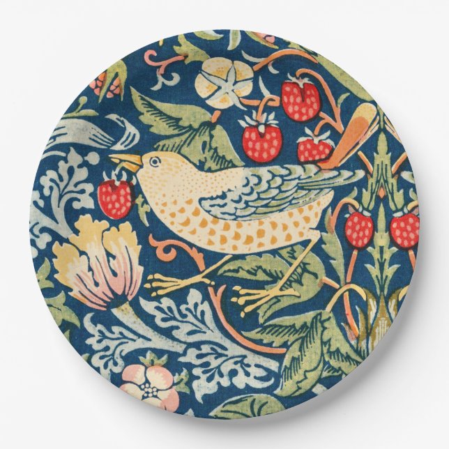 William Morris Strawberry thief bird Paper Plates (Front)