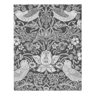 William Morris Strawberry Thief Black And White Faux Canvas Print