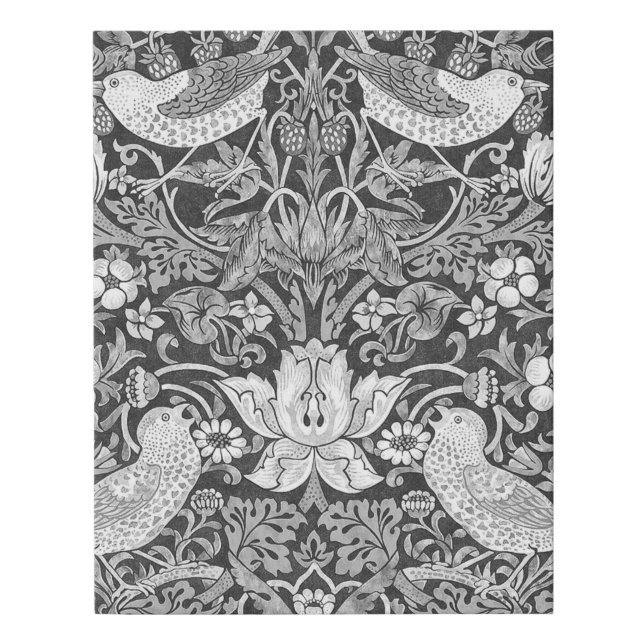 William Morris Strawberry Thief Black And White Faux Canvas Print (Front)