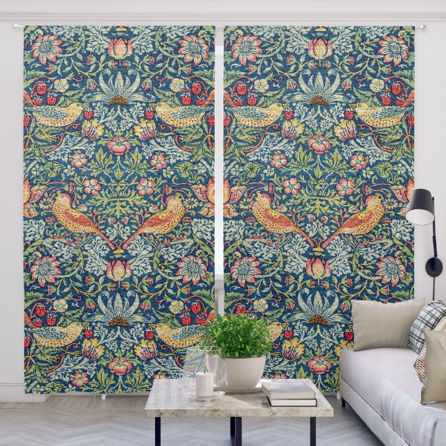 William Morris - Strawberry Thief Blackout Curtains (Living Room)