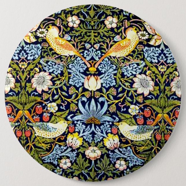 William Morris, Strawberry Thief, Button (Front)