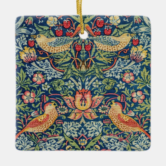 William Morris - Strawberry Thief Ceramic Ornament (Front)