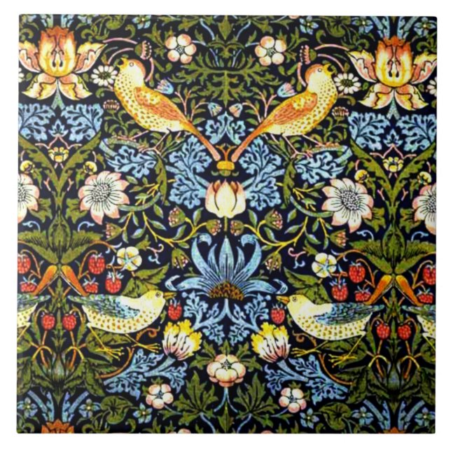William Morris - Strawberry Thief Ceramic Tile (Front)
