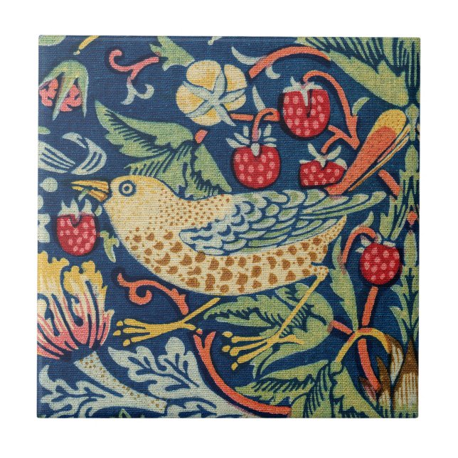 William Morris - Strawberry Thief Ceramic Tile (Front)