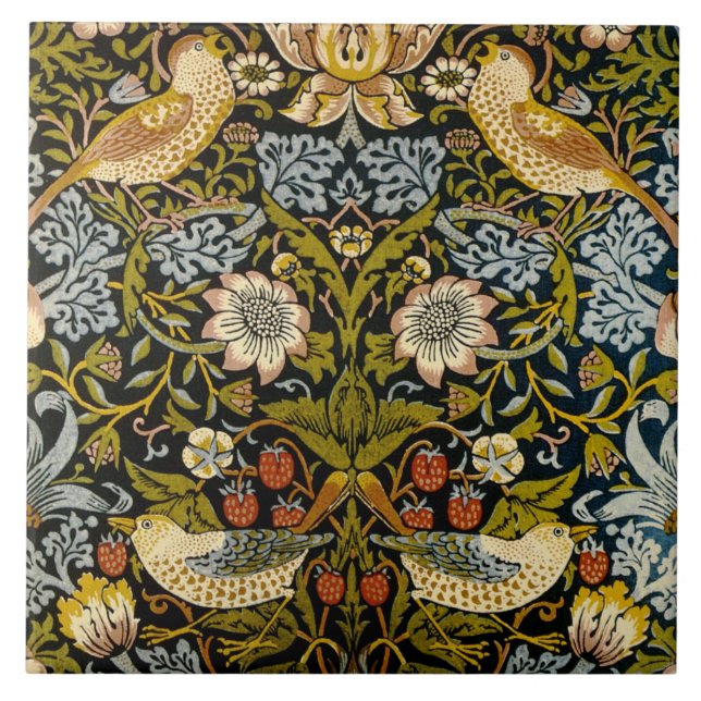 William Morris 'Strawberry Thief' Ceramic Tile (Front)