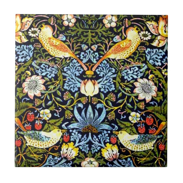 William Morris - Strawberry Thief Ceramic Tile (Front)