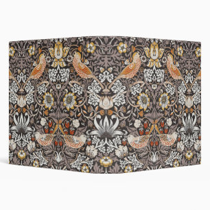 William Morris Strawberry Thief Charcoal Ochre 3 Ring Binder