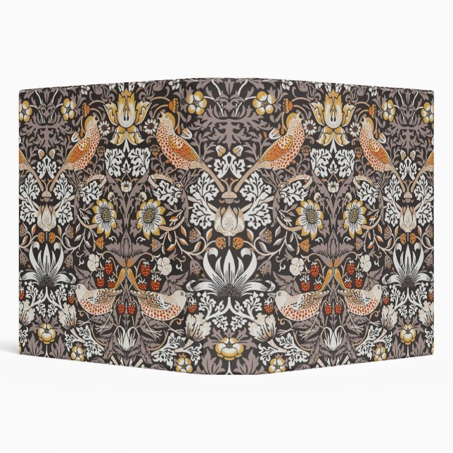 William Morris Strawberry Thief Charcoal Ochre 3 Ring Binder (Background)