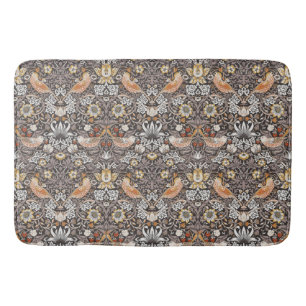 William Morris Strawberry Thief Charcoal Ochre Bath Mat