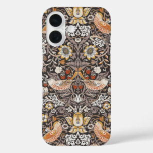 William Morris Strawberry Thief Charcoal Ochre iPhone 16 Case