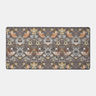 William Morris Strawberry Thief Charcoal Ochre Desk Mat