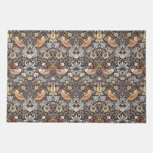 William Morris Strawberry Thief Charcoal Ochre Doormat