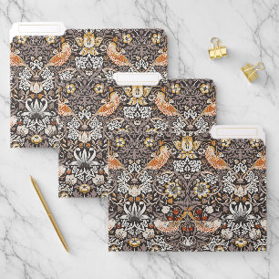 William Morris Strawberry Thief Charcoal Ochre File Folder