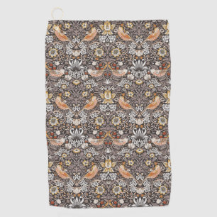 William Morris Strawberry Thief Charcoal Ochre Golf Towel