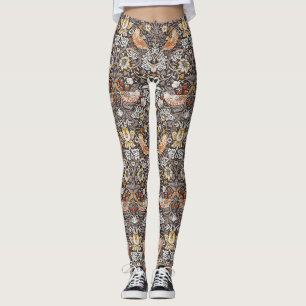 William Morris Strawberry Thief Charcoal Ochre Leggings