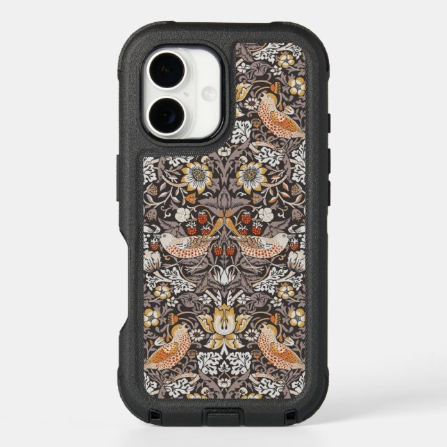 William Morris Strawberry Thief Charcoal Ochre Otterbox iPhone Case (Back)